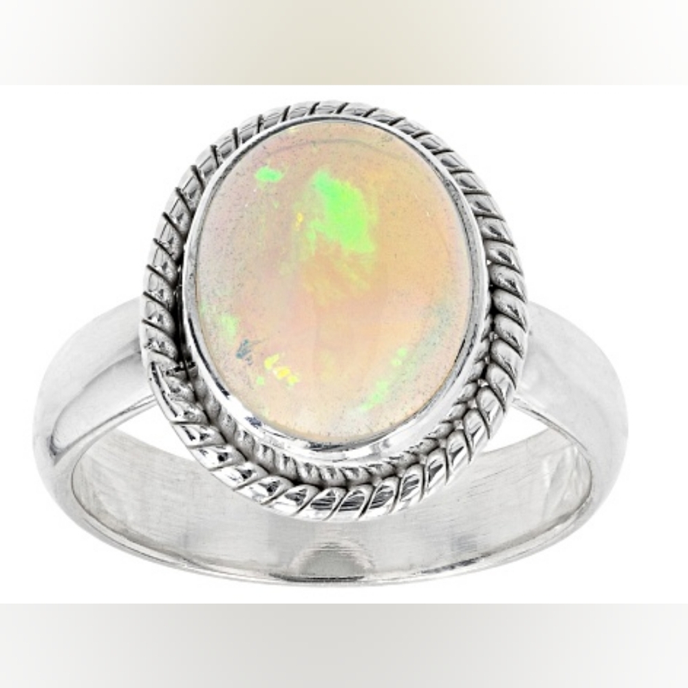 Ethiopian White Opal Ring, SIZE 10